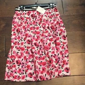 Kate Spade Floral Pink Silk Skirt NWT